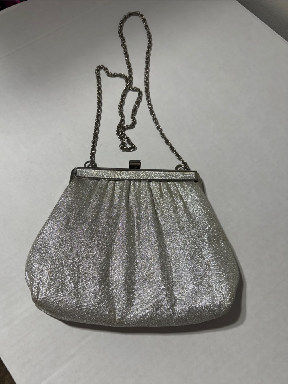 Vintage Harry Levine Corp Elegant Metallic Silver Evening Shoulder Bag